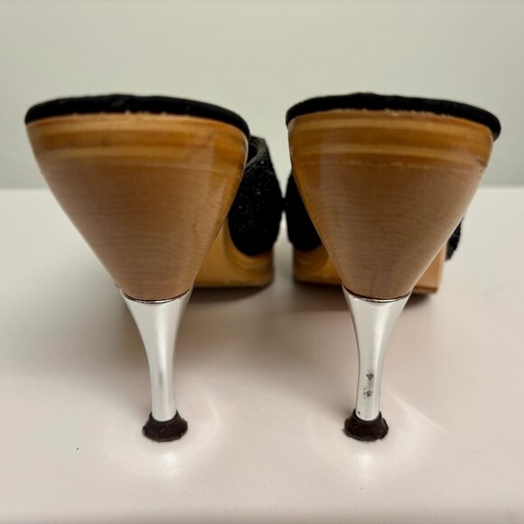 Betsey Johnson black glitter platform heel womens 7 - Picture 3 of 7